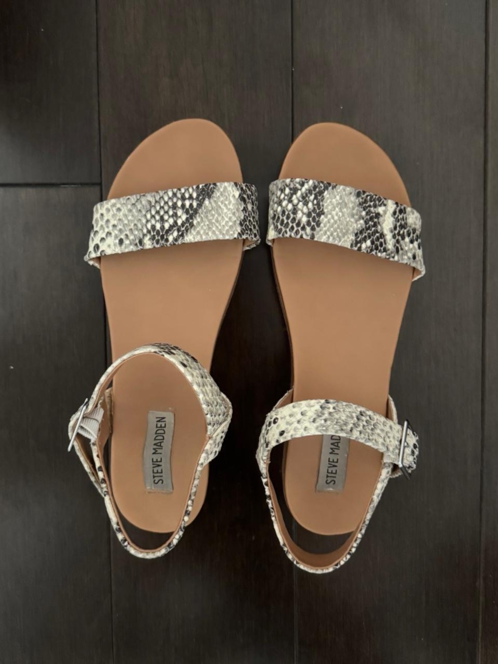 Steve Madden Black and White Snakeskin Sandals